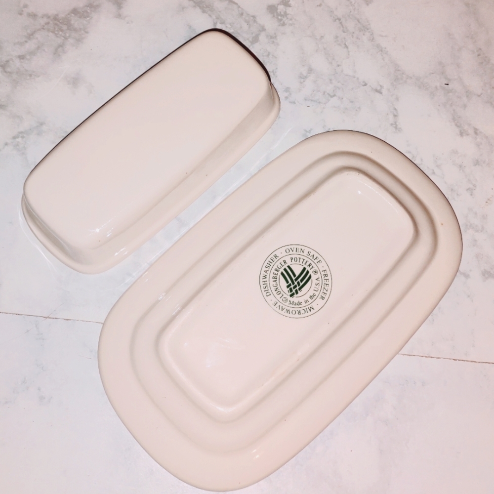 Longaberger  Heritage Green Butter dish 1/4 LB